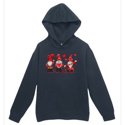 Gnome Valentines Day Three Gromies Love Heartss Womens Urban Pullover Hoodie