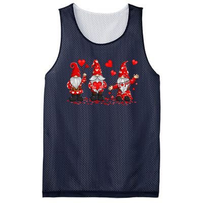 Gnome Valentines Day Three Gromies Love Heartss Womens Mesh Reversible Basketball Jersey Tank