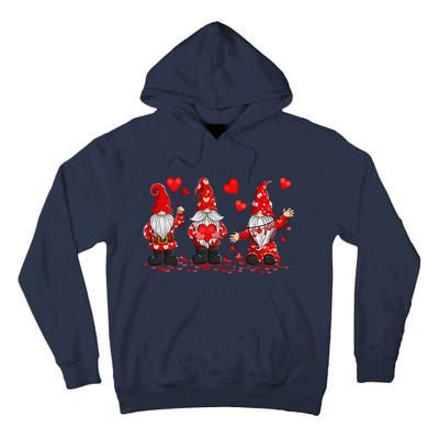 Gnome Valentines Day Three Gromies Love Heartss Womens Tall Hoodie