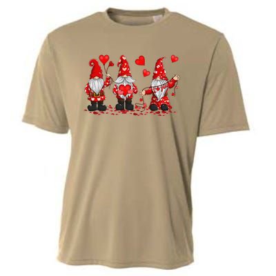 Gnome Valentines Day Three Gromies Love Heartss Womens Cooling Performance Crew T-Shirt