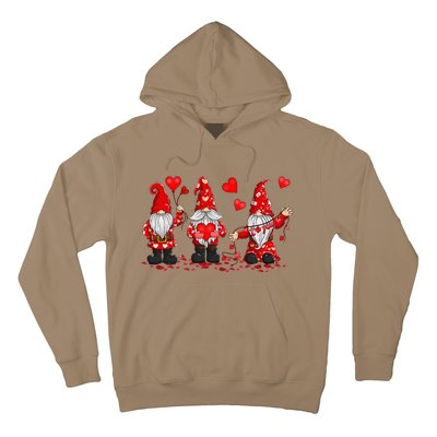 Gnome Valentines Day Three Gromies Love Heartss Womens Hoodie