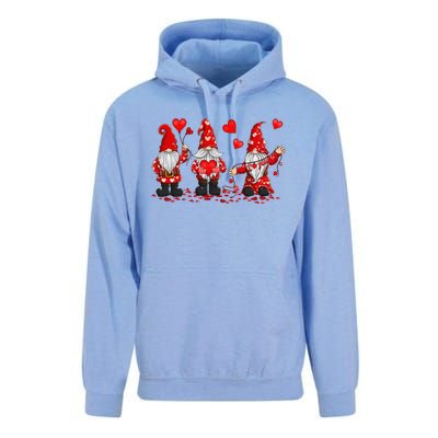 Gnome Valentines Day Three Gromies Love Heartss Womens Unisex Surf Hoodie