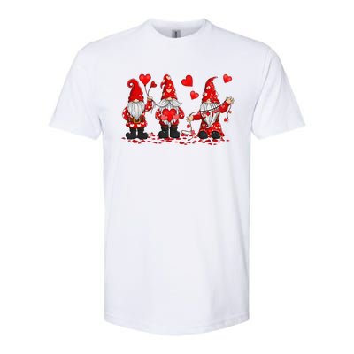 Gnome Valentines Day Three Gromies Love Heartss Womens Softstyle CVC T-Shirt