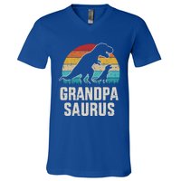 Grandpasaurus Vintage Dinosaur For Grandpa From Grand Gift V-Neck T-Shirt