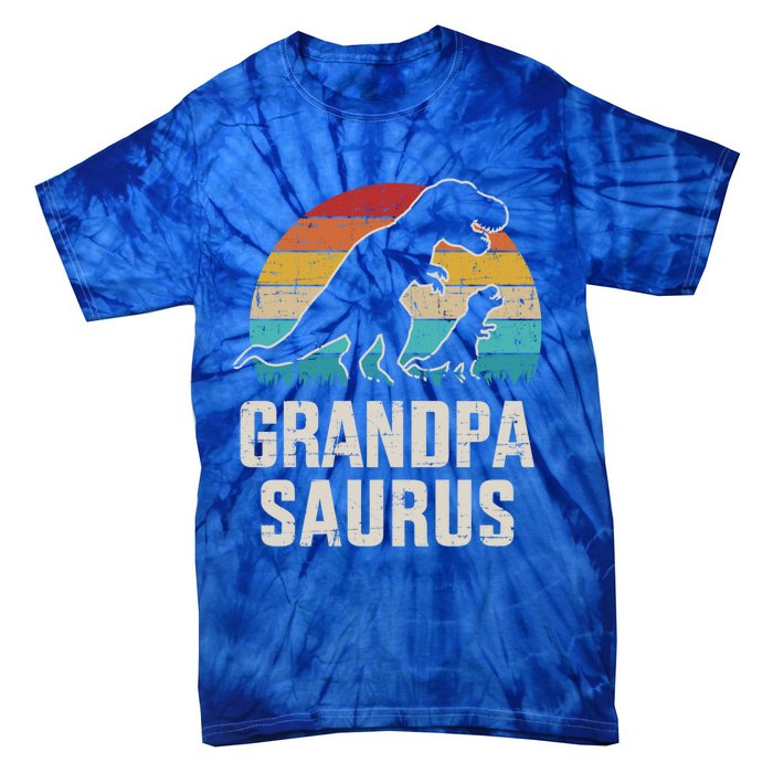 Grandpasaurus Vintage Dinosaur For Grandpa From Grand Gift Tie-Dye T-Shirt