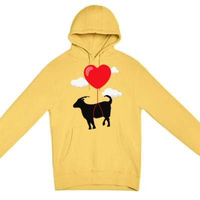 Goat Valentine's Day Valentines Gift For Farmer Premium Pullover Hoodie