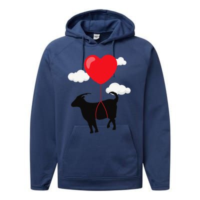 Goat Valentine's Day Valentines Gift For Farmer Performance Fleece Hoodie