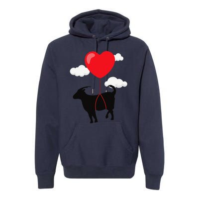 Goat Valentine's Day Valentines Gift For Farmer Premium Hoodie