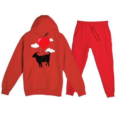 Goat Valentine's Day Valentines Gift For Farmer Premium Hooded Sweatsuit Set