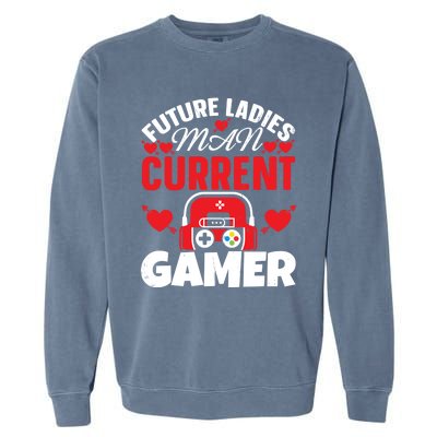 Gamer Valentine's Day A Future Ladies Current Gamer Gift Garment-Dyed Sweatshirt