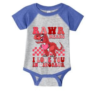 Groovy Valentines Day Rawr Means I Love You In Dinosaur Gift Infant Baby Jersey Bodysuit