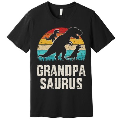 Grandpasaurus Vintage Dinosaur For Grandpa Fathers Day Premium T-Shirt