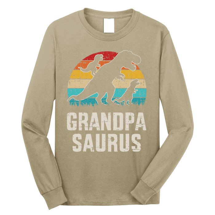 Grandpasaurus Vintage Dinosaur For Grandpa Fathers Day Long Sleeve Shirt