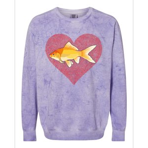 Goldfish Valentines Day Fish Love Fingerprint Gift Colorblast Crewneck Sweatshirt