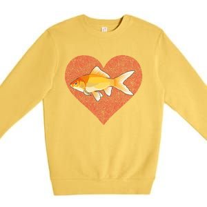 Goldfish Valentines Day Fish Love Fingerprint Gift Premium Crewneck Sweatshirt