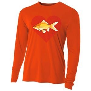 Goldfish Valentines Day Fish Love Fingerprint Gift Cooling Performance Long Sleeve Crew