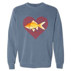 Goldfish Valentines Day Fish Love Fingerprint Gift Garment-Dyed Sweatshirt