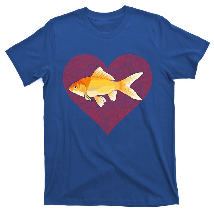 Goldfish Valentines Day Fish Love Fingerprint Gift T-Shirt