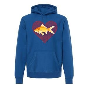 Goldfish Valentines Day Fish Love Fingerprint Gift Premium Hoodie