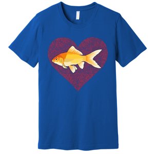 Goldfish Valentines Day Fish Love Fingerprint Gift Premium T-Shirt