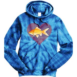 Goldfish Valentines Day Fish Love Fingerprint Gift Tie Dye Hoodie