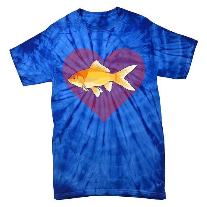 Goldfish Valentines Day Fish Love Fingerprint Gift Tie-Dye T-Shirt