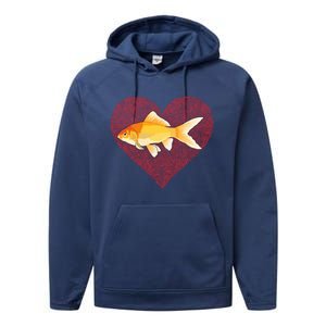 Goldfish Valentines Day Fish Love Fingerprint Gift Performance Fleece Hoodie