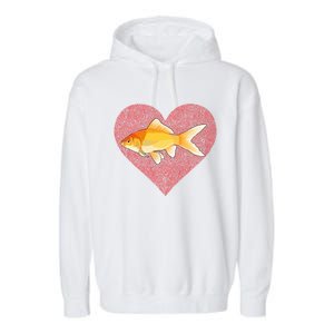 Goldfish Valentines Day Fish Love Fingerprint Gift Garment-Dyed Fleece Hoodie