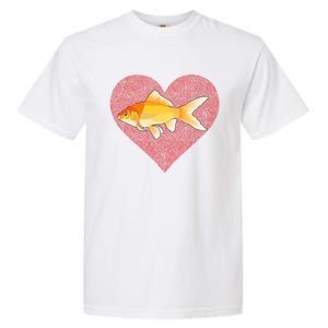 Goldfish Valentines Day Fish Love Fingerprint Gift Garment-Dyed Heavyweight T-Shirt