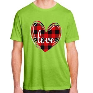 Girls Valentines Day Shirts Funny Hearts Love Buffalo Plaid Adult ChromaSoft Performance T-Shirt