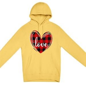 Girls Valentines Day Shirts Funny Hearts Love Buffalo Plaid Premium Pullover Hoodie