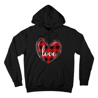 Girls Valentines Day Shirts Funny Hearts Love Buffalo Plaid Hoodie