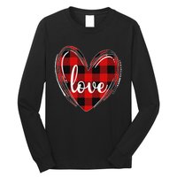 Girls Valentines Day Shirts Funny Hearts Love Buffalo Plaid Long Sleeve Shirt