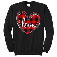 Girls Valentines Day Shirts Funny Hearts Love Buffalo Plaid Sweatshirt