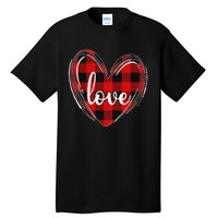 Girls Valentines Day Shirts Funny Hearts Love Buffalo Plaid Tall T-Shirt