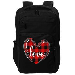 Girls Valentines Day Shirts Funny Hearts Love Buffalo Plaid Impact Tech Backpack