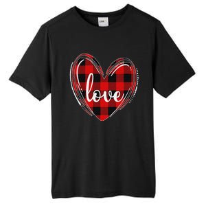 Girls Valentines Day Shirts Funny Hearts Love Buffalo Plaid Tall Fusion ChromaSoft Performance T-Shirt