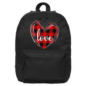 Girls Valentines Day Shirts Funny Hearts Love Buffalo Plaid 16 in Basic Backpack