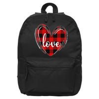 Girls Valentines Day Shirts Funny Hearts Love Buffalo Plaid 16 in Basic Backpack