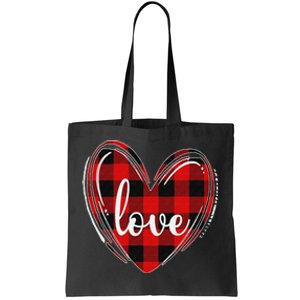 Girls Valentines Day Shirts Funny Hearts Love Buffalo Plaid Tote Bag