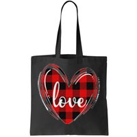 Girls Valentines Day Shirts Funny Hearts Love Buffalo Plaid Tote Bag