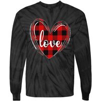 Girls Valentines Day Shirts Funny Hearts Love Buffalo Plaid Tie-Dye Long Sleeve Shirt