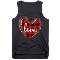 Girls Valentines Day Shirts Funny Hearts Love Buffalo Plaid Tank Top