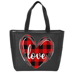 Girls Valentines Day Shirts Funny Hearts Love Buffalo Plaid Zip Tote Bag