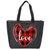 Girls Valentines Day Shirts Funny Hearts Love Buffalo Plaid Zip Tote Bag