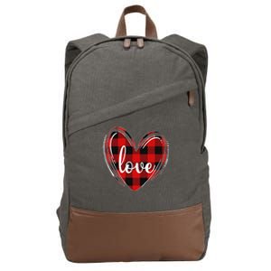 Girls Valentines Day Shirts Funny Hearts Love Buffalo Plaid Cotton Canvas Backpack