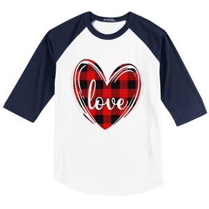 Girls Valentines Day Shirts Funny Hearts Love Buffalo Plaid Baseball Sleeve Shirt