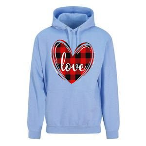 Girls Valentines Day Shirts Funny Hearts Love Buffalo Plaid Unisex Surf Hoodie