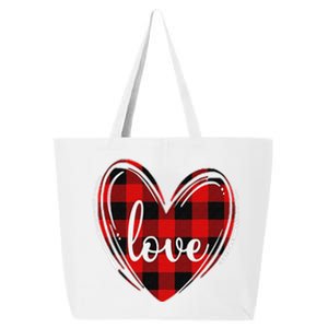 Girls Valentines Day Shirts Funny Hearts Love Buffalo Plaid 25L Jumbo Tote