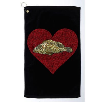 Groupers Valentines Day Fish Love Fingerprint Meaningful Gift Platinum Collection Golf Towel